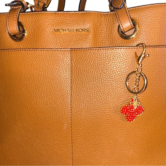 2 for $15 NWT, Red Clover Keychain/Purse Charm with Rhinestones, Gold Hardware - Picture 1 of 6